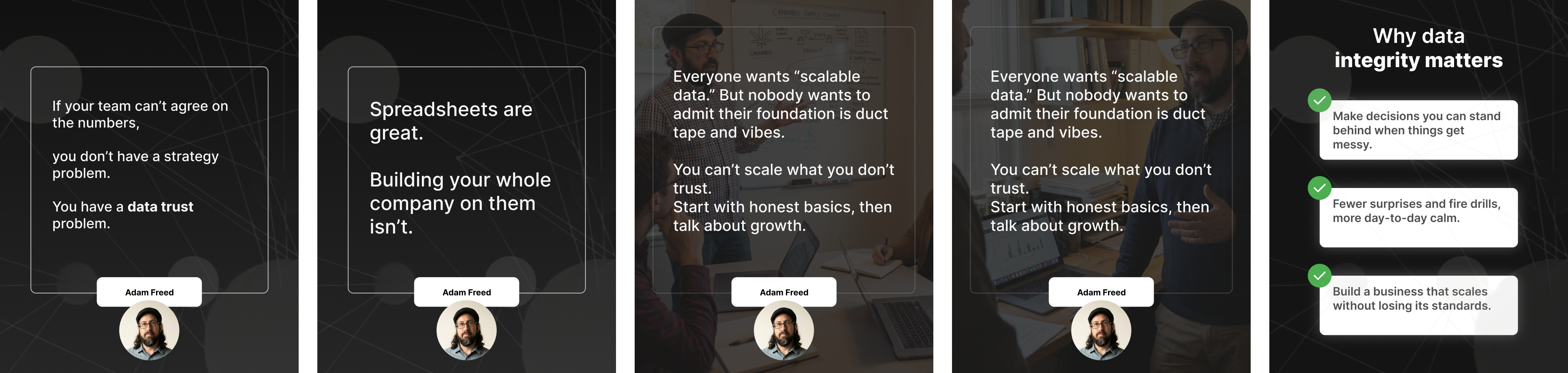 Collection of Adam Freed's social media posts from the Blueprint content direction